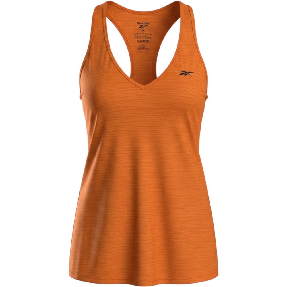 Reebok ACTIVCHILL Women Small Orange Space Dye V-Neck Racerback Training Tank